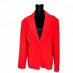 NEW YORK & COMPANY Orange Blazer 14, W/Shoulders Pads 3Buttons Fake Pockets NWOT
